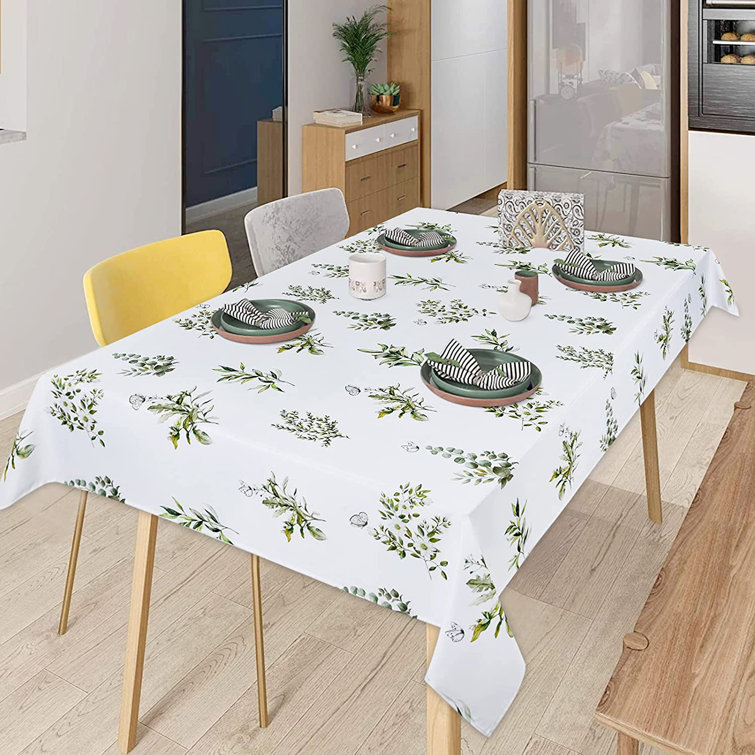 Rosalind Wheeler Green Leaves Tablecloth, Tropical Leaf Plant And